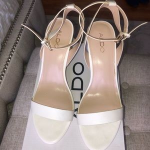 Aldo White Block Heel Sandals